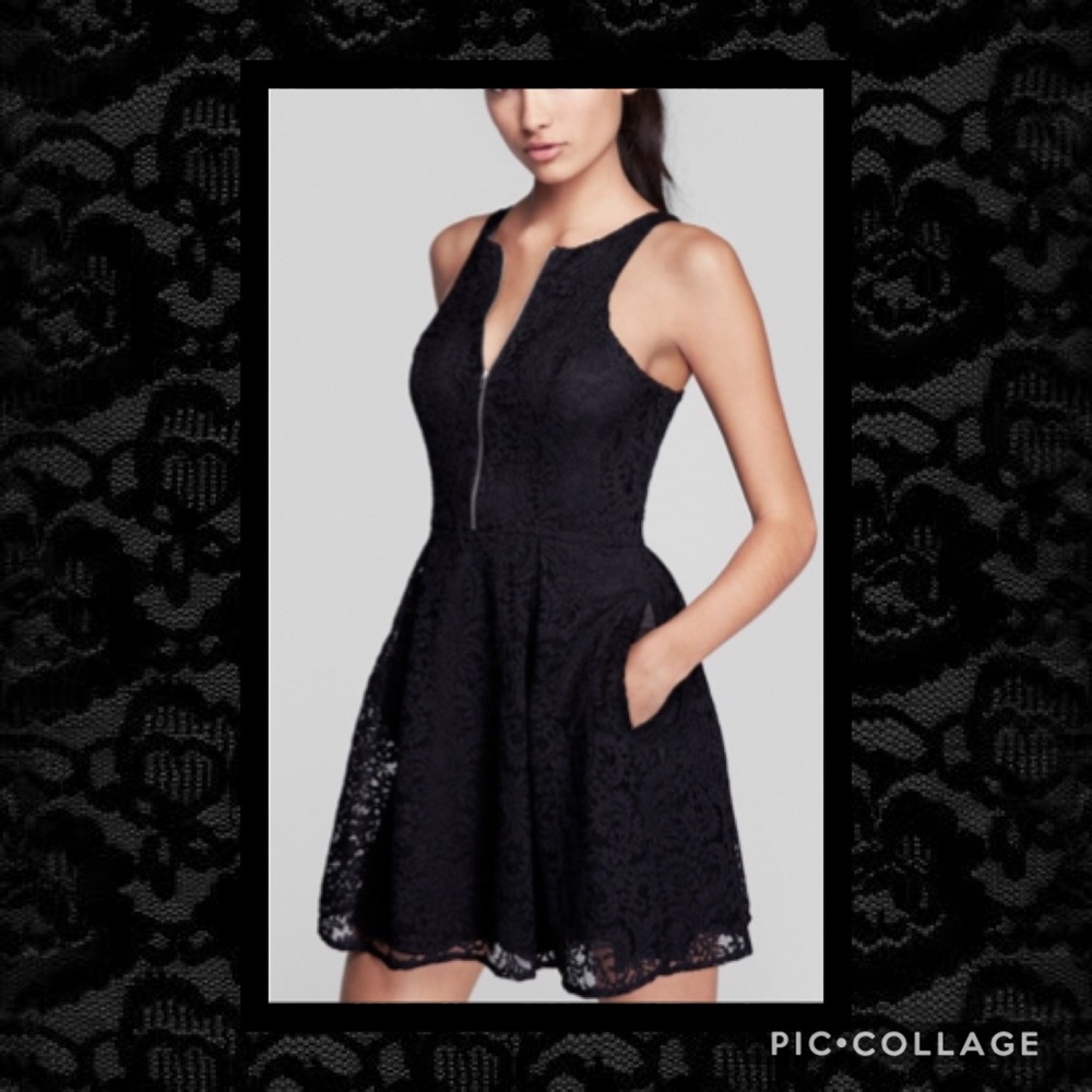 Express Lace zip front for and flare dress